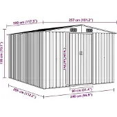 vidaXL Abri de jardin 257x298x178 cm Métal brun