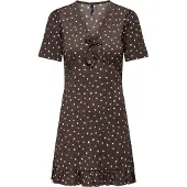 ONLY Robe 'ONLMolly' brun foncé / blanc