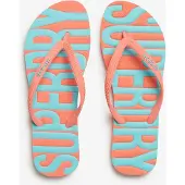 Superdry Femme Logo En Relief Vintage Tongs, Corail &amp; Bleu, Pointure: S