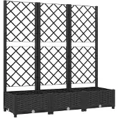 vidaXL Jardinière avec treillis Noir 120 x 40 x 121,5 cm PP