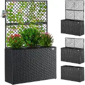 Casaria Jardinière en polyrotin Noir avec treillis
