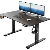 Casaria Bureau assis debout noir 110x60x73-118cm avec écran LCD