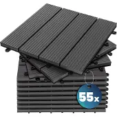 Casaria 55x Dalle de terrasse clipsable en WPC 30x30cm Anthracite