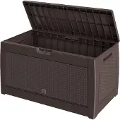 Casaria Coffre de jardin marron 310L avec roues rangement