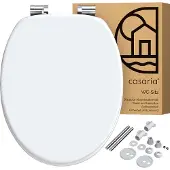 Casaria Siège de toilette blanc en MDF avec double système d'abaissement