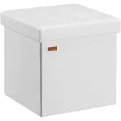 Casaria Tabouret blanc 38x38x38cm pouf avec coffre de rangement