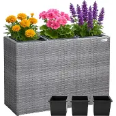 Casaria Pot de fleur en résine tressée gris 83x30,5x60cm