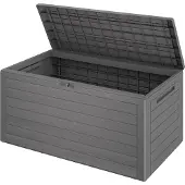 Casaria Coffre de jardin gris 116x43x55cm effet bois rangement