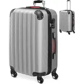 Monzana Valise rigide L argent 60 x 25 x 39,5 cm avec serrure