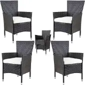 Casaria 4x Chaises de jardin marron/crème en polyrotin empilables