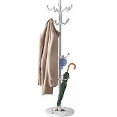 Casaria Porte-manteau blanc 37x37x175cm incurvé avec base en marbre
