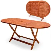 Casaria Table en bois d'acacia FSC Alabama 160x85x75cm pour jardin