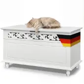 Casaria Coffre Jersey blanche avec couvercle rabattable max 100 kg