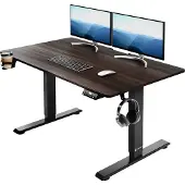 Casaria Bureau assis debout marron 110x60x73-118cm avec écran LCD
