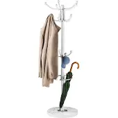 Casaria Porte-manteau blanc 37x37x175cm avec base en marbre