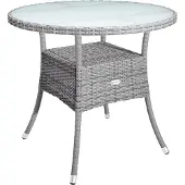 Casaria Table en résine tressée gris Ø80cm