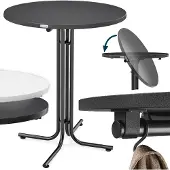 Casaria Table haute grise 80x110cm ronde pliable