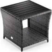 Casaria Table en résine tressée d'appoint gris 45x45x40cm WPC