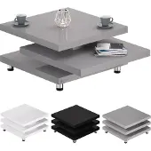 Casaria Table basse New York grise 72x72cm rotative