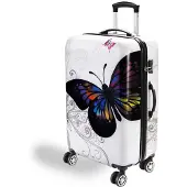Deuba Valise rigide papillon avec cadenas à combinaison Taille XL