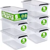Deuba 6x Boîte de rangement plastique 30x20x12cm 5L