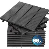 Casaria 66x Dalle de terrasse clipsable en WPC 30x30cm Anthracite