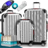 Monzana Ensemble de valises rigides Baseline 3 pièces Argent ABS Accessoires