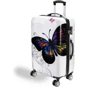 Deuba Valise rigide Butterfly taille L avec cadenas