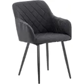 CLP - Chaise de salle à manger Shila, revêtue de tissu noir, avec capitonnage
