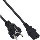 InLine Câble d'alimentation, , Schutzkontakt droit jusqu'à 3 broches IEC C13, noir, H05VV-F, 3x0.75mm², 0.3m