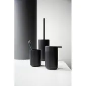 Wenko Distributeur savon liquide design Davos, capacité de 350 ml, Plastique sans BPA, 9,8x13x7,8 cm, noir mat