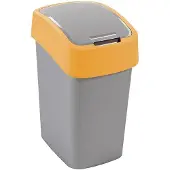 Curver Poubelle FLIP BIN 45 L, gris-argent/jaune, pour déchets