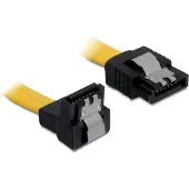 DeLOCK Cable SATA - Câble SATA - Serial ATA 150/300/600 - SATA (F) pour SATA (F) - 10 cm - connecteur à angle vers le bas, verrouillé, connecteur droite - jaune