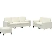 vidaXL Ensemble de canapés 3 pièces avec coussins Crème Velours