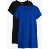 Bonprix Lot de 2 chemises de nuit courtes 100% coton
