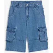 Bonprix Bermuda cargo en jean à taille élastiquée, loose