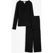 Bonprix T-shirt et pantalon (ens. 2 pces) en crêpe texturé