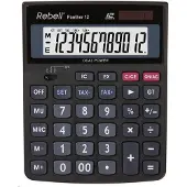 Rebell Calculatrice de bureau Panther 12, noire (Fonctionnement sur piles, Panneau solaire)