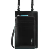 Piquadro Blue Square Pocket Crossbody Bag For Smartphone Nero