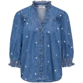 ONLY Chemisier 'ONLRAYA DAISY' bleu denim / jaune / blanc