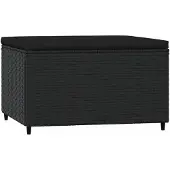 vidaXL Repose-pied de jardin avec coussin noir résine tressée