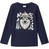 s.Oliver T-Shirt bleu marine / gris chiné