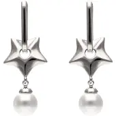 Mymo Boucles d'oreilles argent / blanc perle
