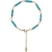 IZIA Bracelet turquoise / or / blanc perle