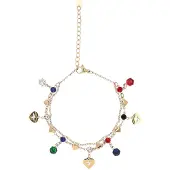 Mymo Bracelet marine / or / émeraude / rouge foncé