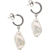 Usha WHITE LABEL Boucles d'oreilles argent / blanc perle