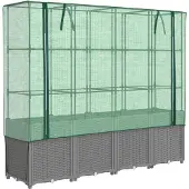 vidaXL Lit surélevé avec serre aspect rotin 160x40x153 cm
