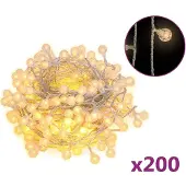 vidaXL Guirlande lumineuse boules 20 m 200 LED blanc chaud 8 fonctions