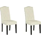 Beliani Lot de 2 chaises beige clair, revêtement en velours et pieds en bois noir, pour une salle à manger au style minimaliste