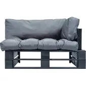 vidaXL Canapé de jardin en palettes avec coussins gris en pin